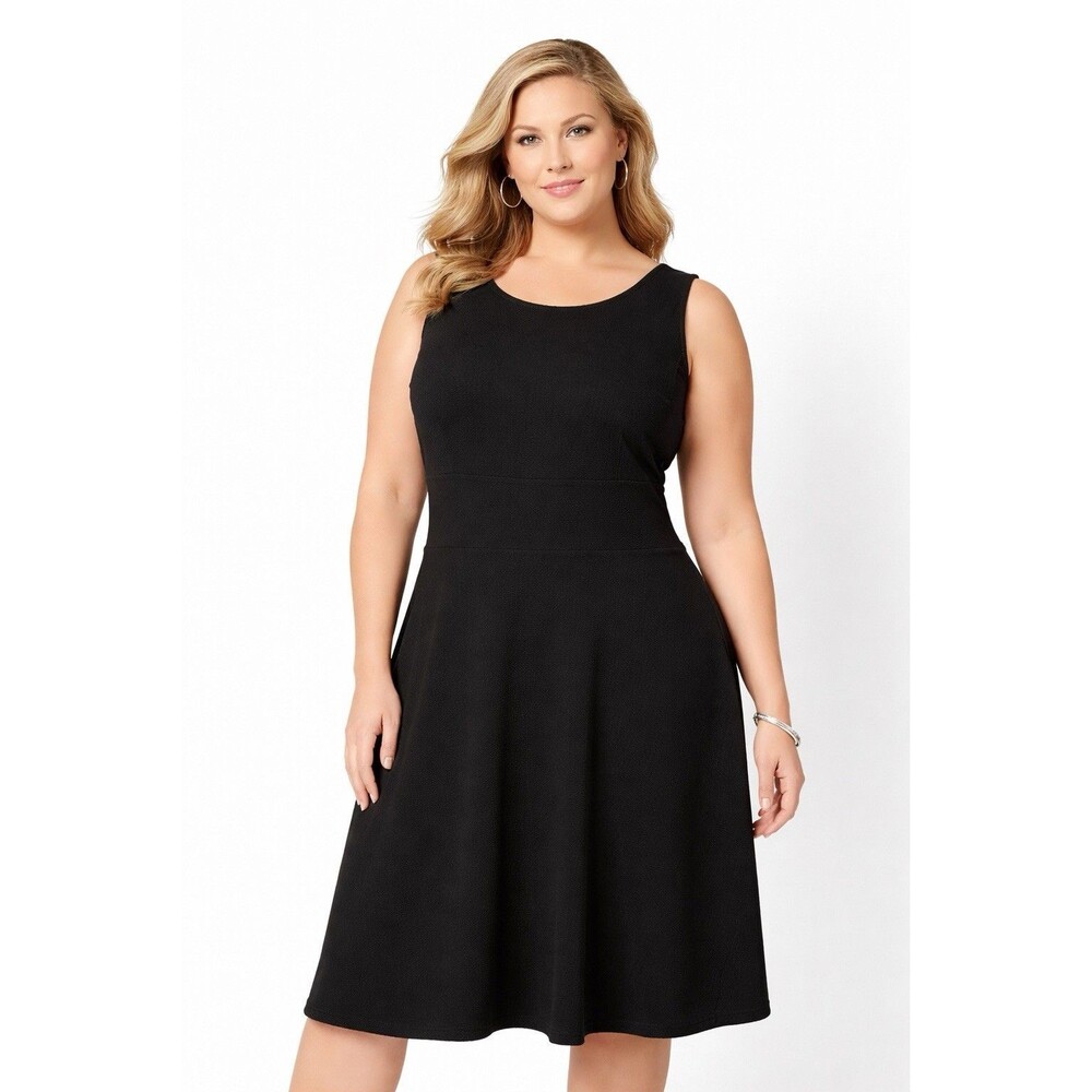🔥 CATO BLACK 60s MOD SHIFT DRESS SZ 14/16W GUC!